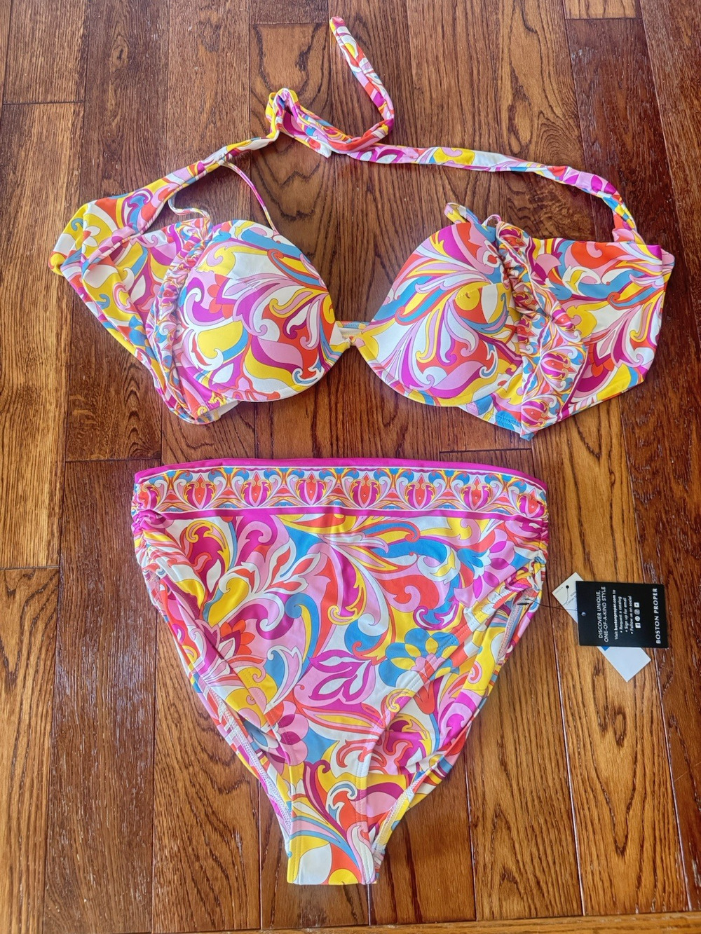 NEW Carmen Marc Valvo Womens XL Bikini 2 Piece Swim Underwire High Waist Bottom